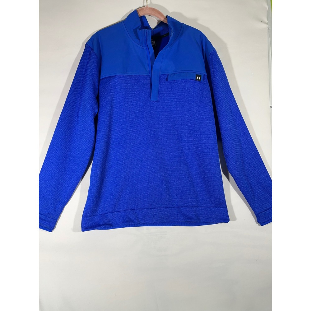 Under Armour Mens Golf Storm 1/4 Zip Pullover Athletic Textured Royal Blue Sz LG